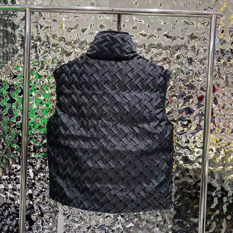 Chaleco de plumón Tejido Verde y2k para mujer, chaqueta holgada sin mangas con cuello levantado, cálida y gruesa, a la moda, otoño e invierno, 2022