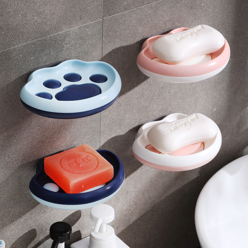 Xiaomi Youpin Cute Cat Claw Soap Dish Wall-mounted Soap Dish No Trace Soap Holder Punch-free Dish Drain Home Bathroom Shelf