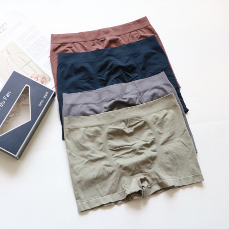 2023ใหม่กางเกงในผู้ชายเซ็กซี่ Breathable นักมวยสบายไม่มีรอยต่อ Man Solid Underpants กางเกงขาสั้น