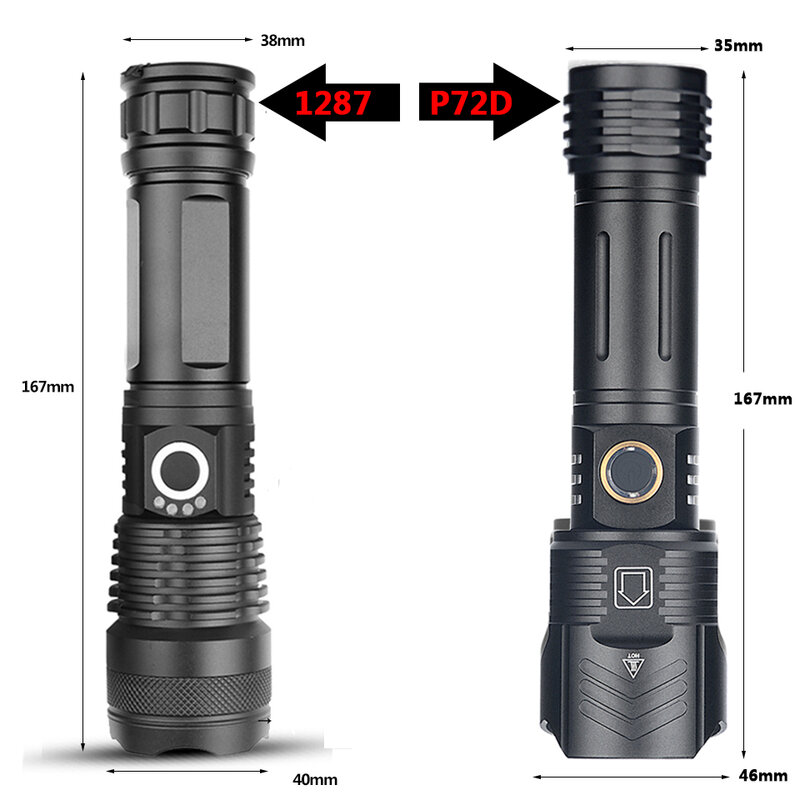 XHP100 Torch Zoomable Aluminum Alloy Lantern 9 Core High Power Led Flashlight USB Rechargeable Power Bank 18650 26650 Battery