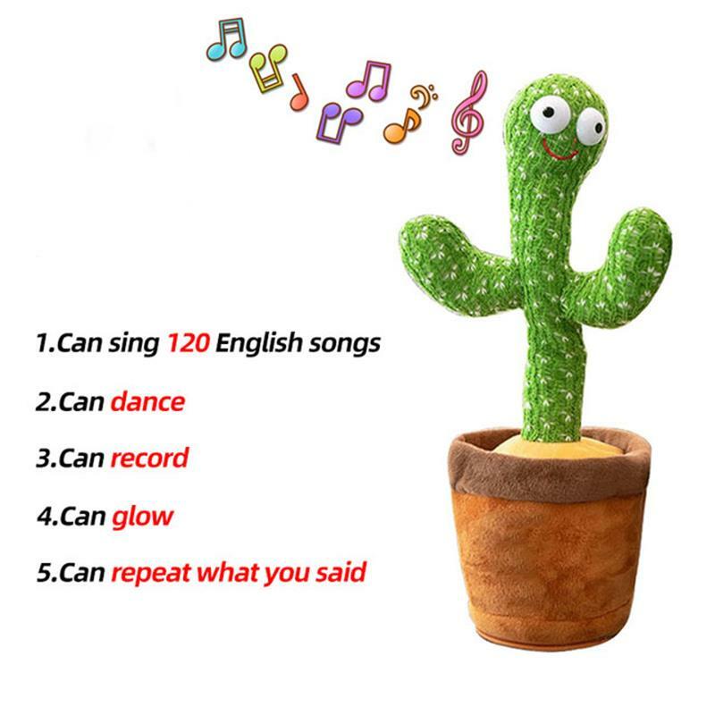 Tanzender Kaktus wiederholen sprechendes Spielzeug Lied Lautsprecher zappeln tanzen singen Spielzeug reden Plüsch tier Stofftiere für Baby Erwachsenen Spielzeug