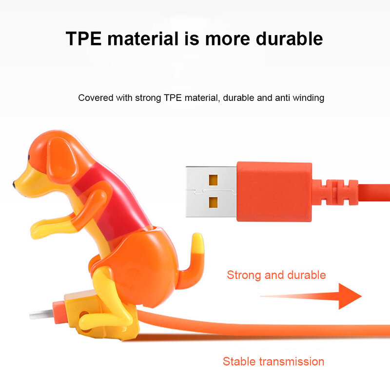 Szybki kabel do ładowarki zabawny pies Humping Micro kabel USB do ładowania dla Apple Android Smartphone zabawna przenośna ładowarka
