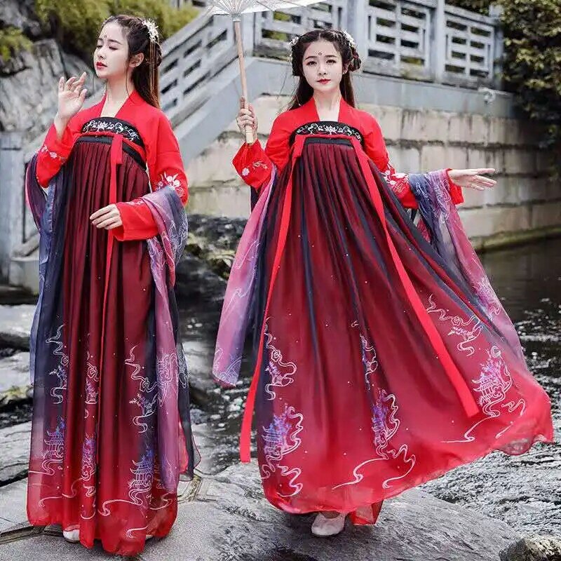 Женский сказочный элегантный костюм Hanfu для старинных студентов, улучшенные элементы в китайском стиле, костюм для боевых искусств, костюмы...