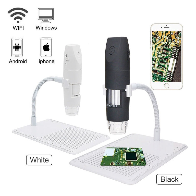 Microscopio Digital LED con Wifi para teléfono móvil, dispositivo electrónico de mano con soporte Flexible, cámara de inspección, 1000X