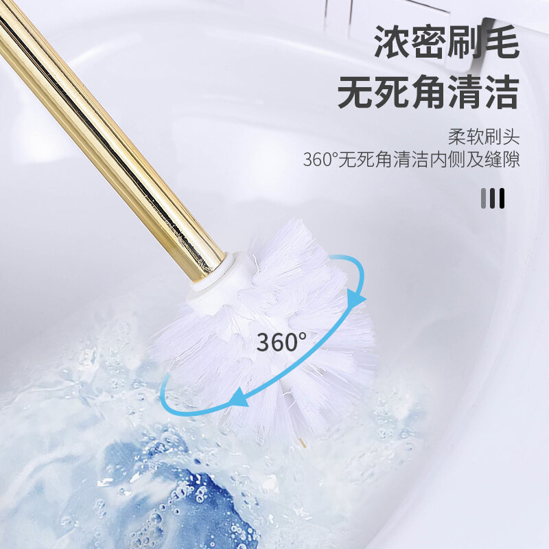 Hibbent Toilet Brush Long Handle Cleaning Brush Holder Ceramic Base Household No Dead Corner Cleaning Tools Bathroom Accessories