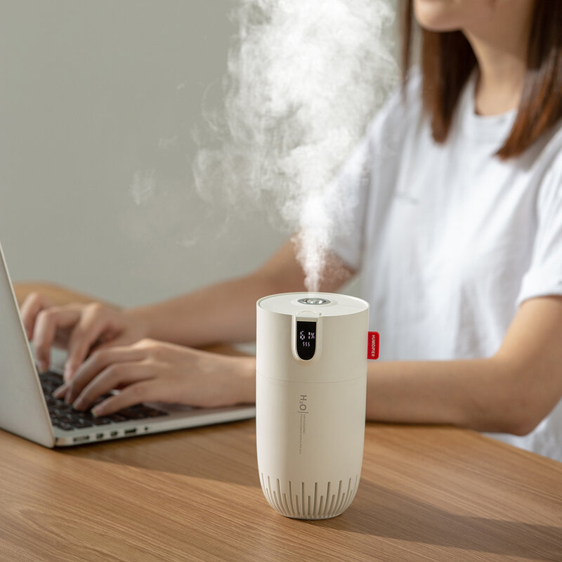 Draadloze Luchtbevochtiger Usb Aromatherapie Diffuser Met Led Warm Lamp Smart Batterij Digitale Display Draagbare Mini Auto Mist Maker