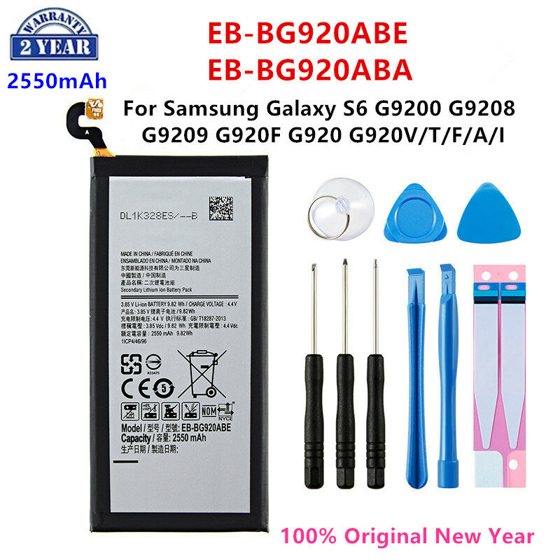 Samsung Orginal EB-BG920ABE EB-BG920ABA 2550Mah Batterij Voor Samsung Galaxy S6 G9200 G9208 G9209 G920F G920 G920V/T/F/Een/I + Gereedschap