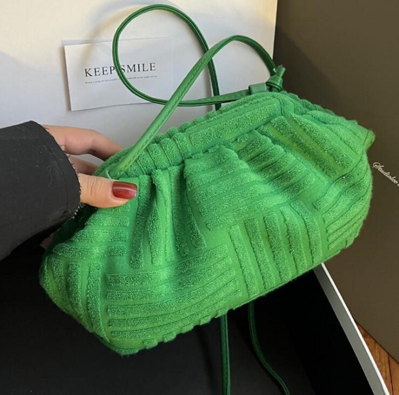 Luxury Women Fashion Towel Embossed Clutch Bag Handbag Clutch Bag Large Capacity Striped Versatile One-shoulder Messenger Bag
