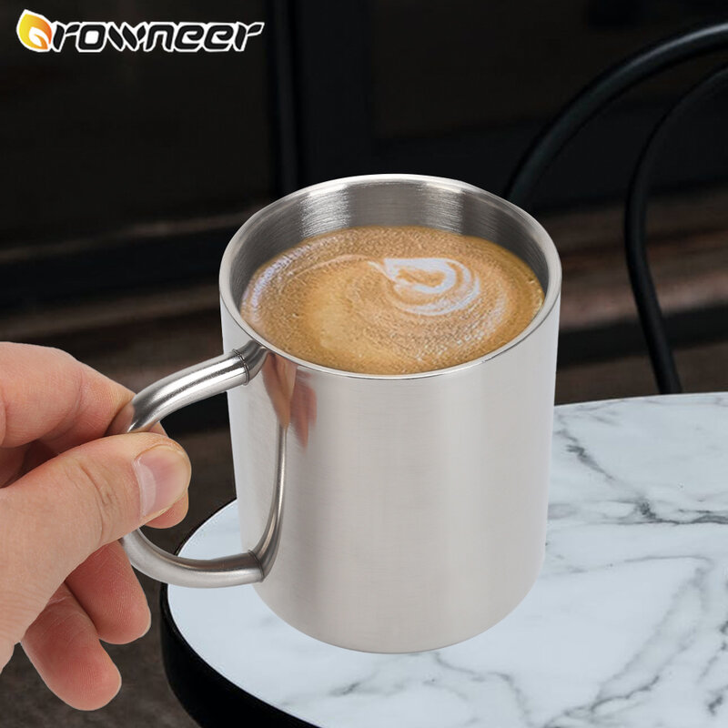 Tasse à café anti-brûlure à double paroi en acier inoxydable 220/300/400 ml, contenant isolant pour boissons, bière, thé et jus