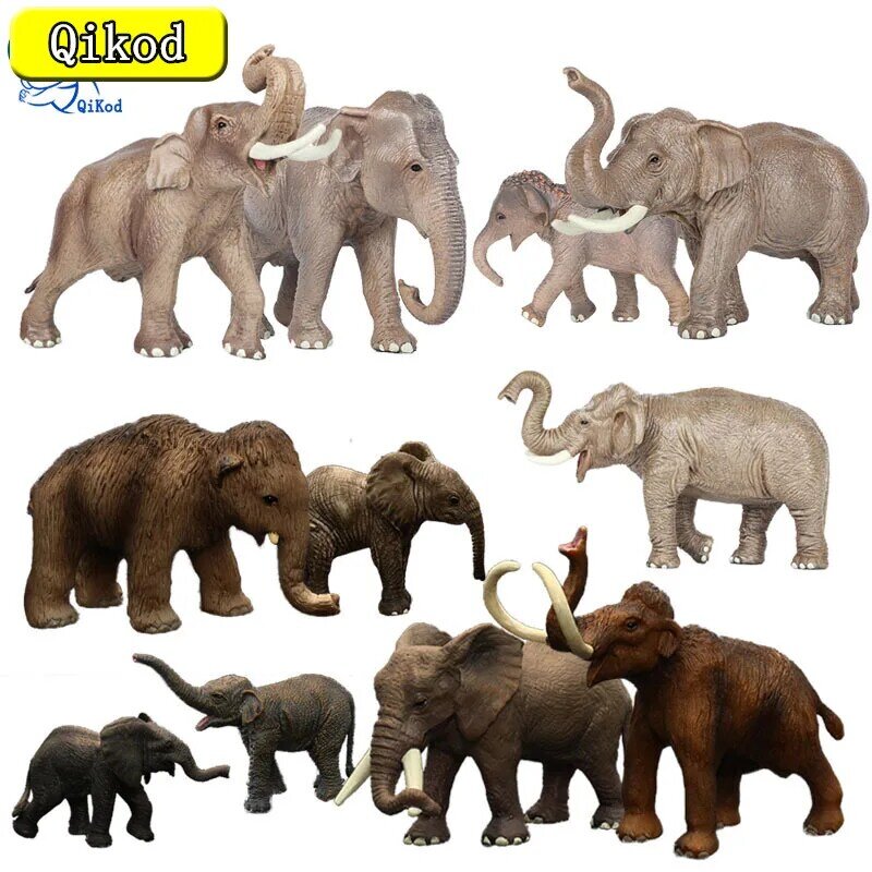 새로운 정글 야생 동물 모델 동물원 시뮬레이션 코끼리 맘모스 인형 액션 그림 어린이를위한 교육 소장 장난감