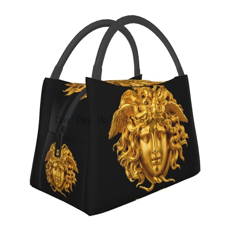 Fiambrera térmica reutilizable con estampado de cabeza de Medusa para mujer, mitología griega, pelo de serpiente de Halloween, bolsas de almuerzo aisladas