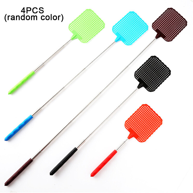 4 PCS Manual Fly Swatter Telescopic Extendable Long Handle Mosquito Swat Set Random Color Mosquito Swatter Bug Swatter EIG88