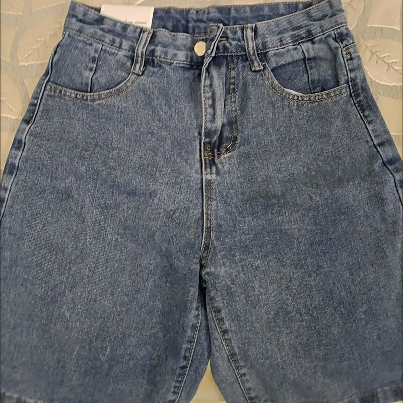 Novo verão feminino vintage y2k streetwear jeans shorts cintura alta na altura do joelho perna larga baggy alt carga calças curtas