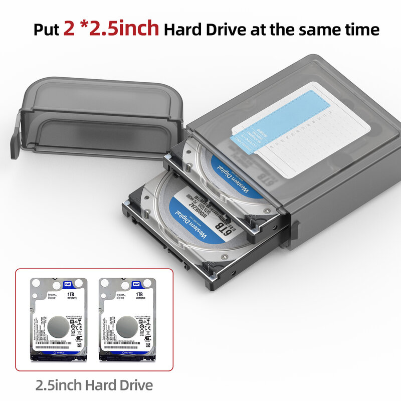 San znag 2.5/3.5インチメカニカルハードディスク収納ボックス、ラベル付き防湿衝撃防塵保護hddボックス5個