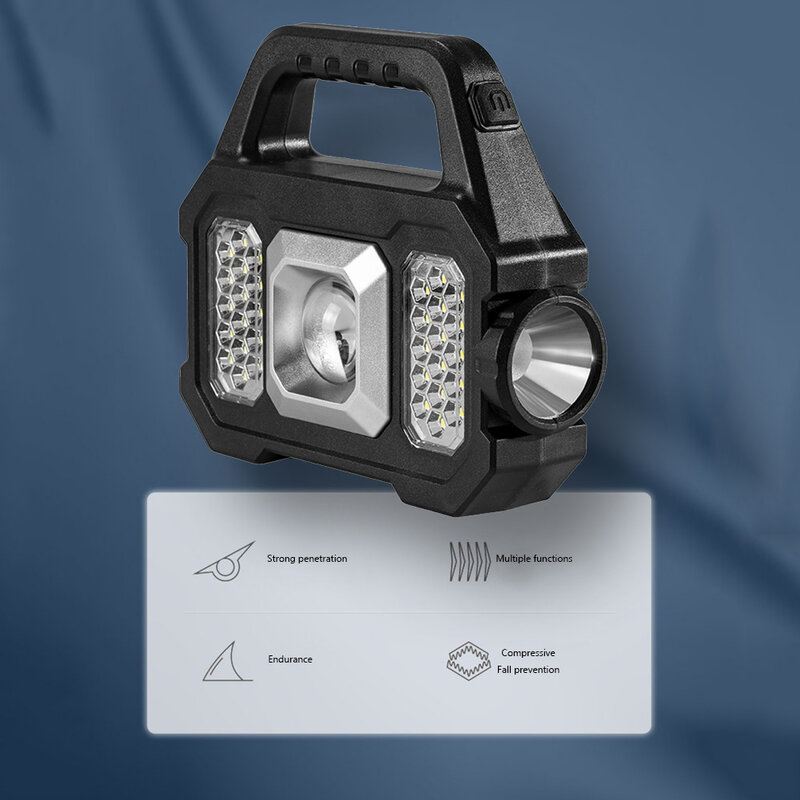 Senter Kemah LED Tenaga Surya Super Terang dengan Lampu Kerja COB USB Isi Ulang Tahan Air Genggam 6 Mode Tenaga Surya Lanter