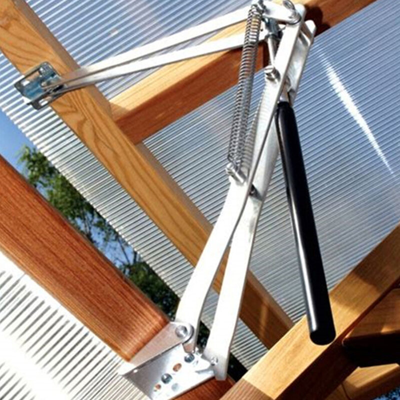 Kontrol Suhu Ventilasi Atap Sensitif Panas Alat Kebun Pertanian Rumah Tunggal Musim Semi Logam Otomatis Pembuka Jendela Rumah Kaca