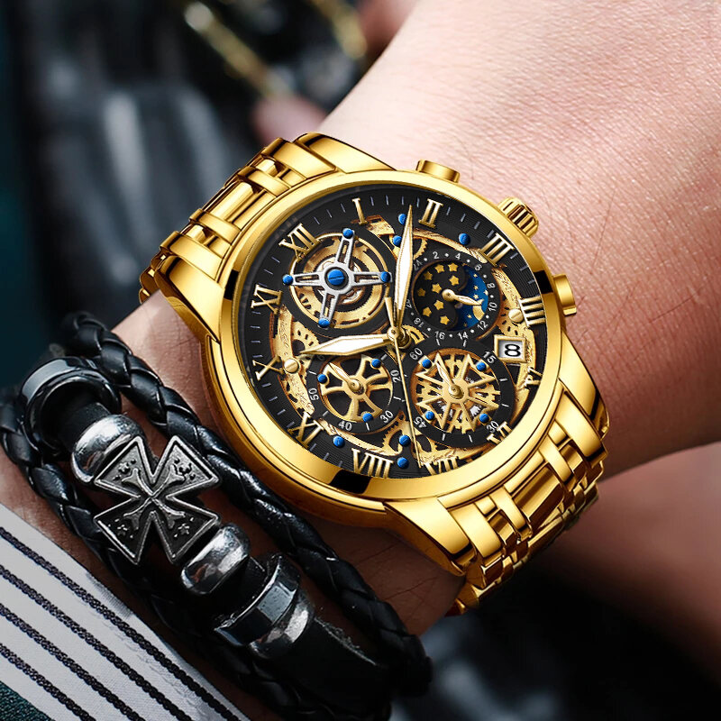 LIGE-reloj analógico de acero inoxidable para hombre, nuevo accesorio de pulsera de cuarzo resistente al agua con calendario, complemento masculino deportivo de marca de lujo con diseño moderno y de negocios
