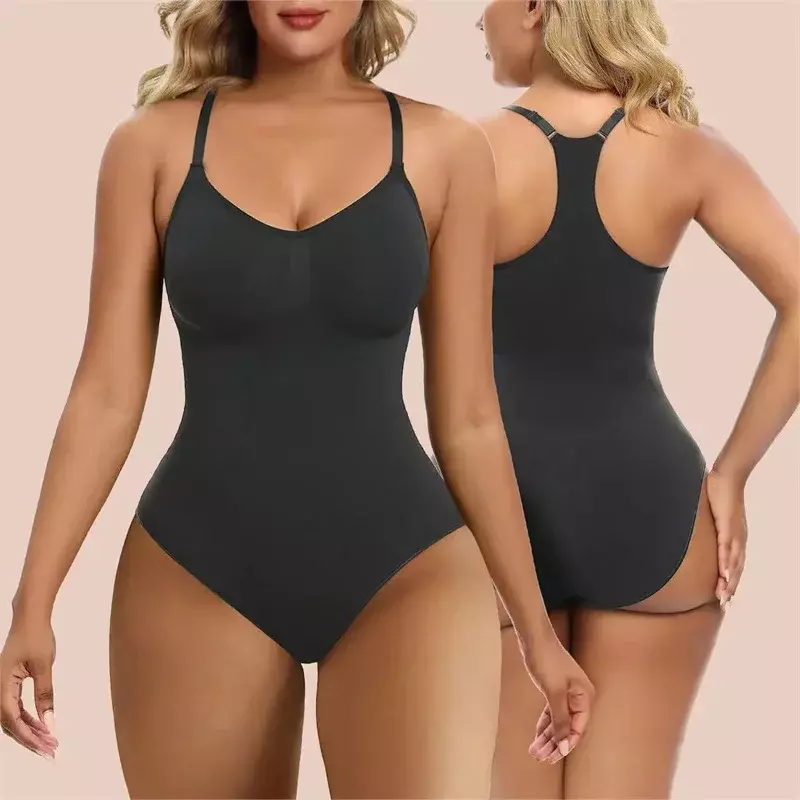 2PC Women Bodysuits Control Shaper Butt Lifting Jumpsuit Tummy Control Wait Trimmer Body Shaper Women Stretchy Elastic