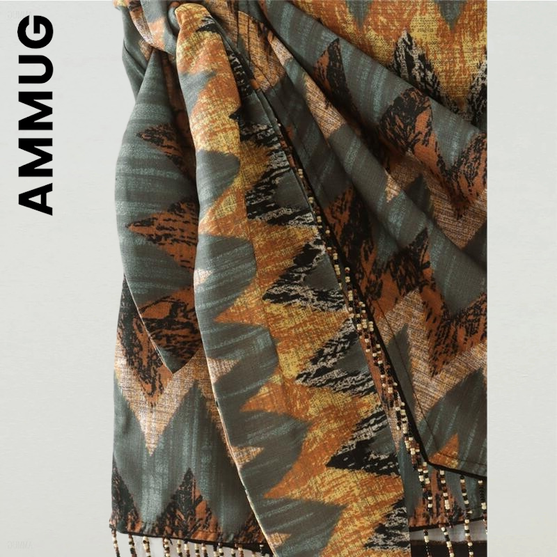 Ammug-minifalda informal con cremallera para mujer, Falda corta con estampado geométrico, ropa de calle estética