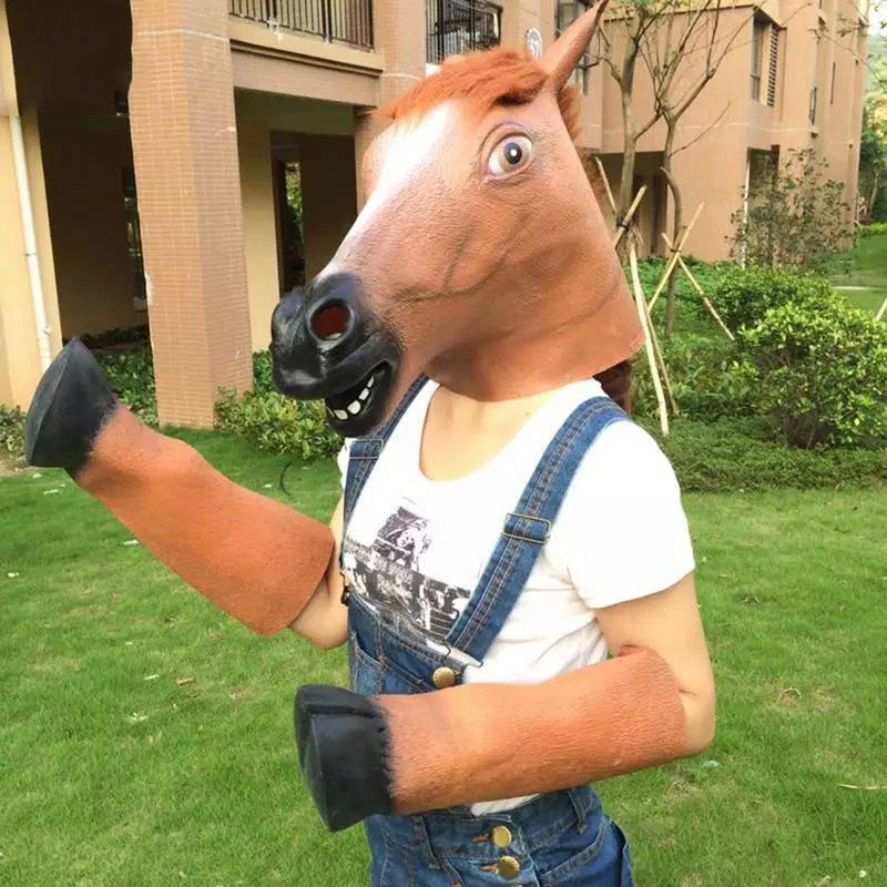 グローブコスチューム-馬の形をした動物の変装,プロのパーティー用のラテックス手袋,ヘアスネークカバー付きの台所用品