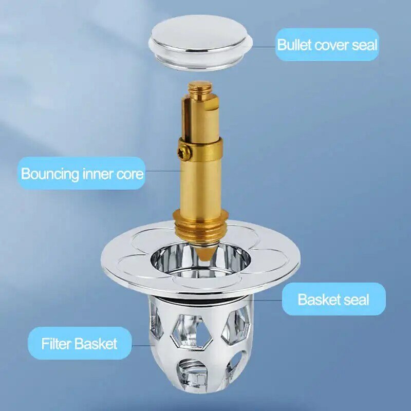 Tappo universale per perdite d'acqua per lavabo filtro di scarico Pop-up tappo per capelli tappo per vasca tappo per filtro per doccia in rame