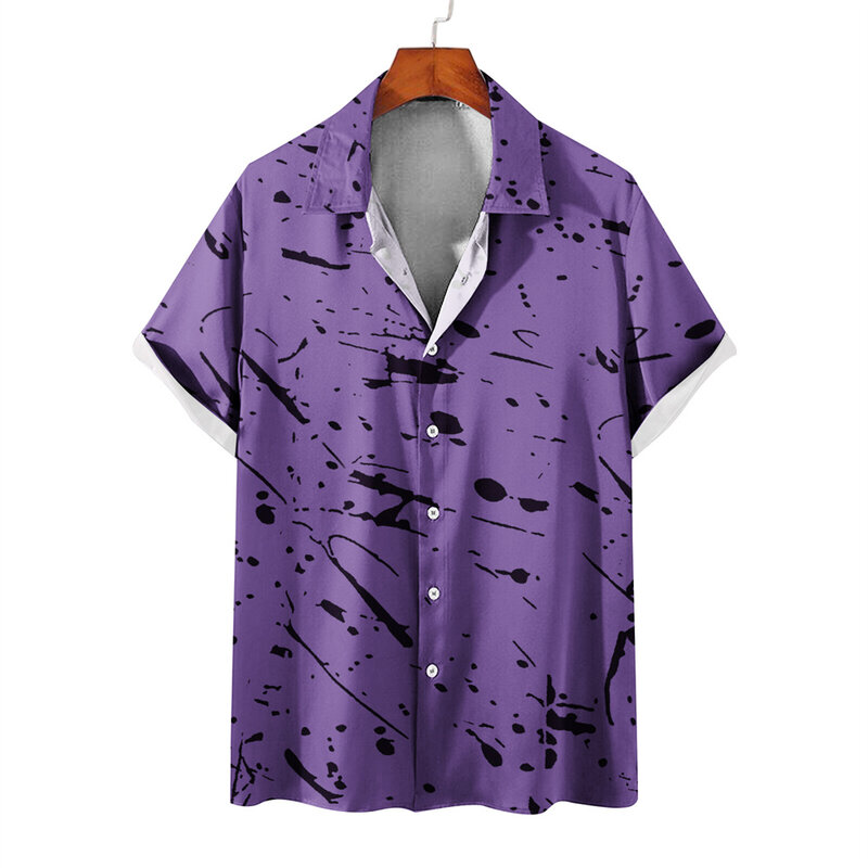 2023 남성용 슬림 반팔 하와이안 셔츠, 파티 해변 캐주얼 패션 티셔츠, 캐주얼 스트리트 의류
