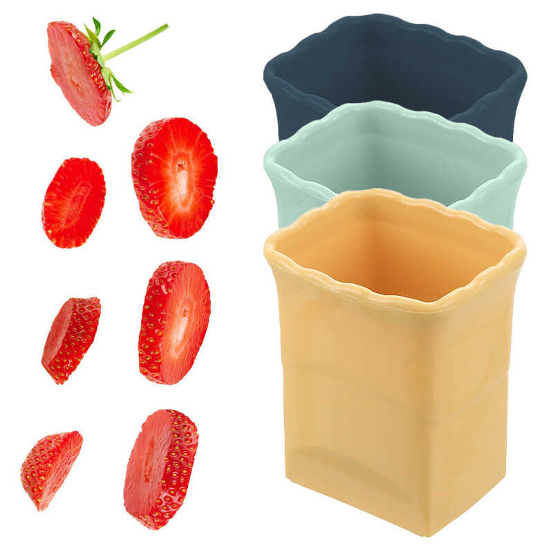 Edelstahl Obsts ch neider kreative Küche Gadget Erdbeer geschnitten Obst platte Slicer Erdbeer Bananen presse