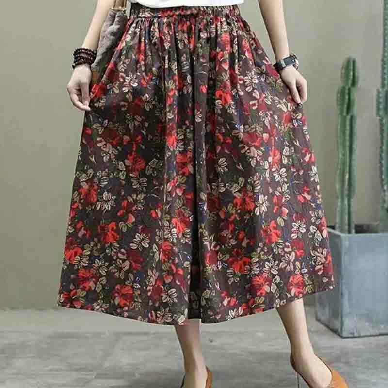 Retro Women Skirt Spring Summer Female Skirt 2023 New Fashion Casual Temperament Comfortable Printin High Waist Female Skirt T04