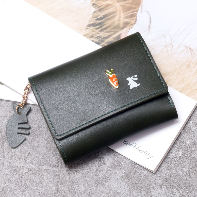 Korean Short MINI Wallet Female Spring New Arrival Pendant Thin Wallet Card Holder Small Fresh Student Buckle Coin Purse Wallets