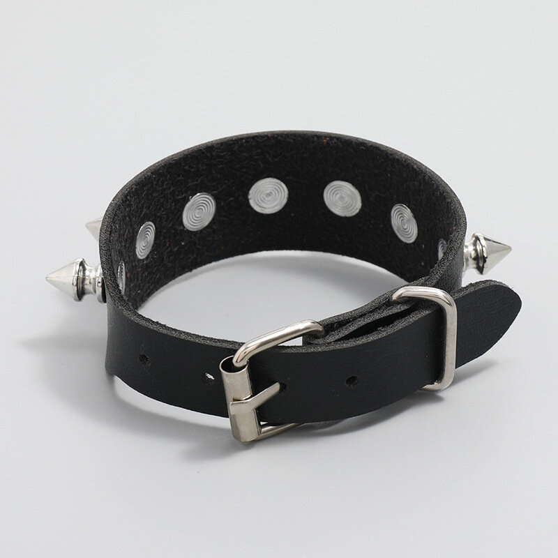 Estilo punk simples pulseira de couro preto hip hop rock cravado rebites decoração da moda jóias do homem do vintage pulseiras presentes