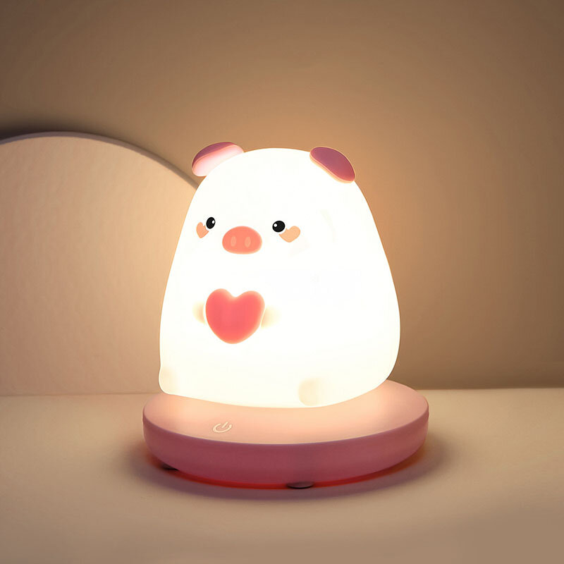 Led Nachtlampje Siliconen Konijn/Panda/Tiger/Pig Night Lamp Usb Opladen Licht Voor Kids Kinderen Slaapkamer kerstcadeau