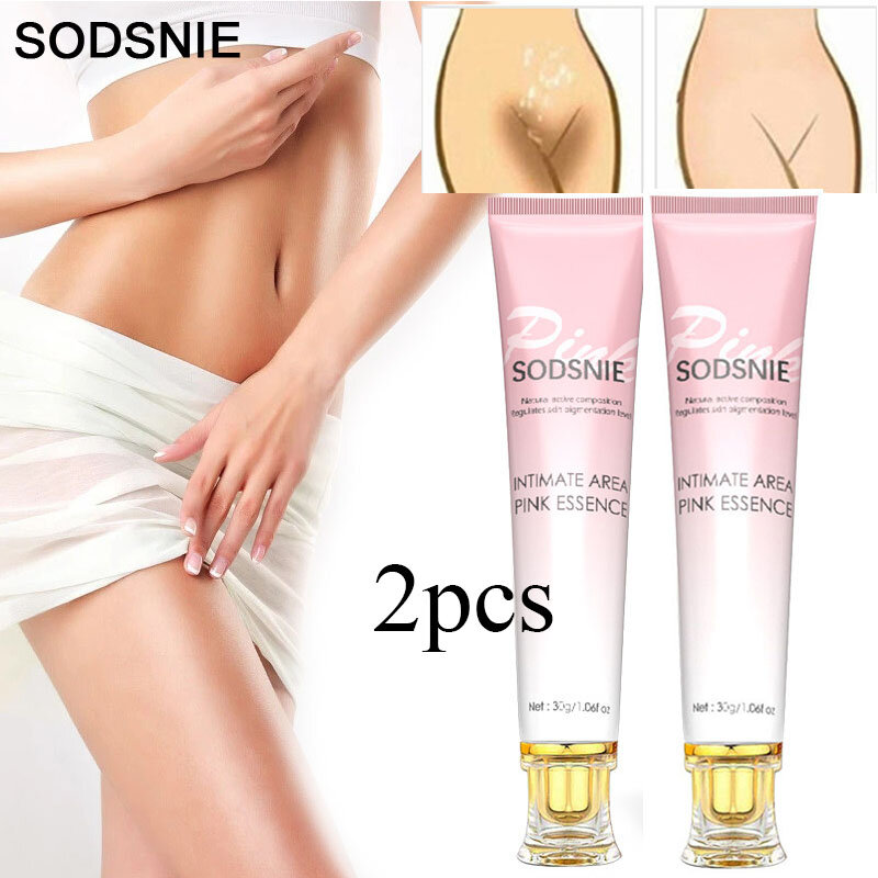 2PCS Intimate Area Pink Essence Whitening Cream for Private Parts Brighten Dark Skin Underarms Bikini Areas Melanin Pigmentation