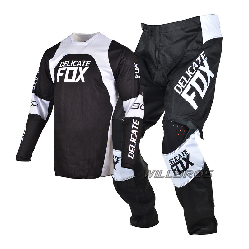 Fox halus Jersey sepeda motor balap MX, baju Dan celana Kombo Offroad Enduro MTB DH UTV sepeda motor Trail menurun Set perlengkapan berkendara