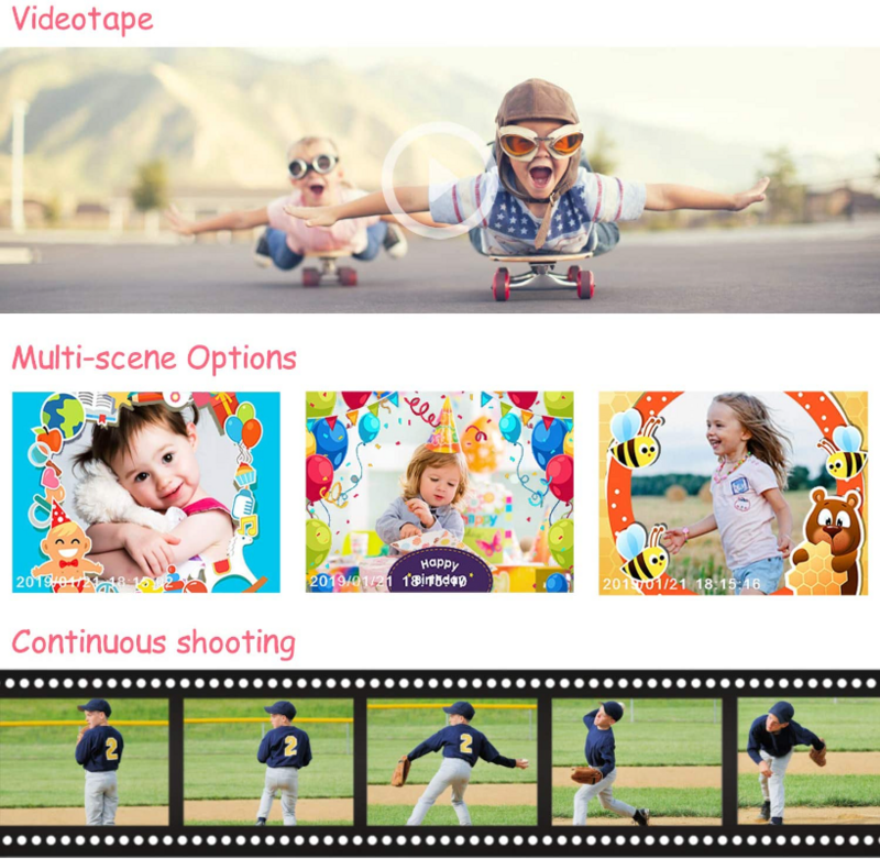 Mainan Kamera Digital Anak untuk Usia 3-8 Tahun, Kamera Balita Mini Kartun Isi Ulang Kamera Gaya Tahan Benturan Kamera Perekam Anak-anak HD 8MP