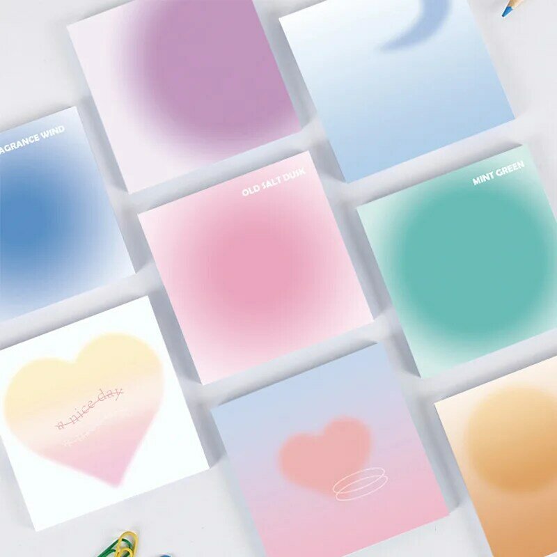 50 Sheets Gradient Color Sticky Notes Cute Memo Pads Self Adhesive Note Sticker Notepad Office School Supplies Stationery