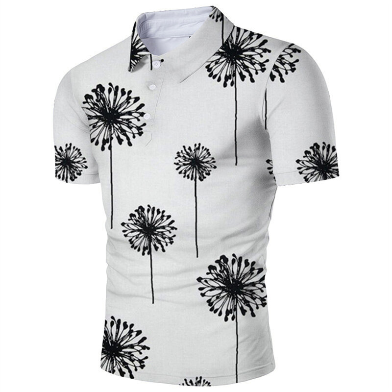 Nuova Polo da uomo t-Shirt a maniche corte con risvolto con stampa digitale 3D