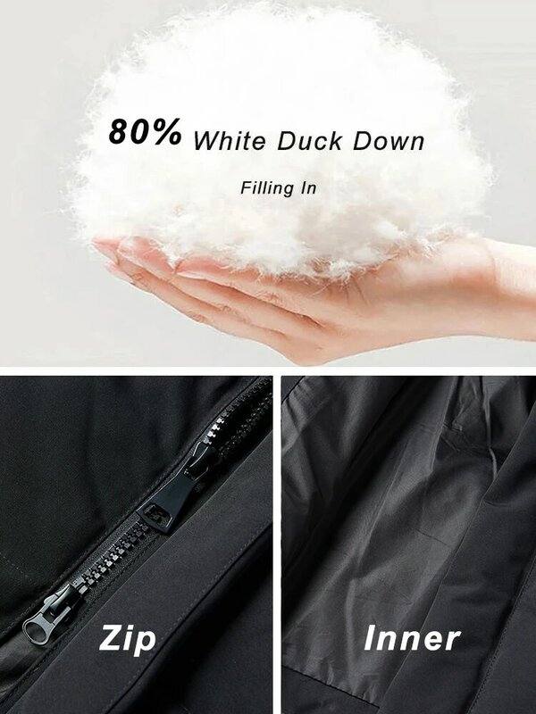 2023 New X-Long Winter Warm Down Jacket Men Unisex Style 80% White Duck Down Padded Hooded Windbreaker Thermal Down Wadded Coats