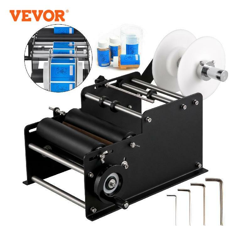 VEVOR MT - 30 Mesin Pelabelan Botol Semi Otomatis Aplikator Pencetak Perekat Listrik dengan Putaran untuk Logam Kaca Plastik