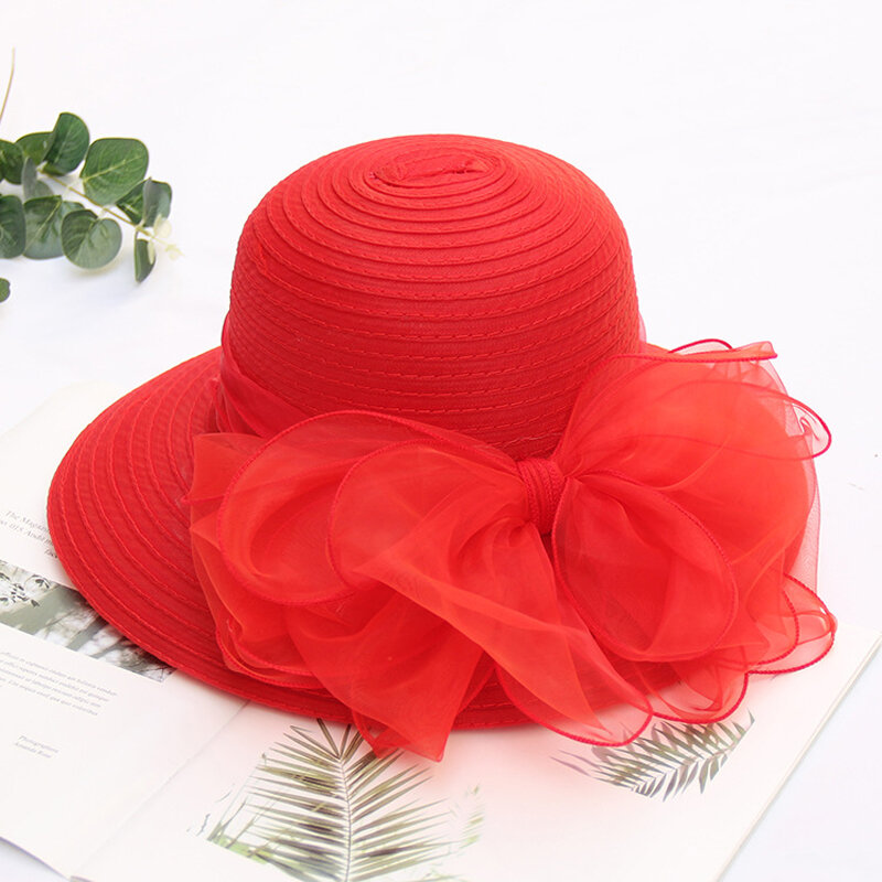 Neue Elegante Fascinator Hüte Für Frauen Breite Krempe Organza Kentucky Derby Kirche Kleider Hochzeit Fedora Sommer Urlaub Sonnenhut