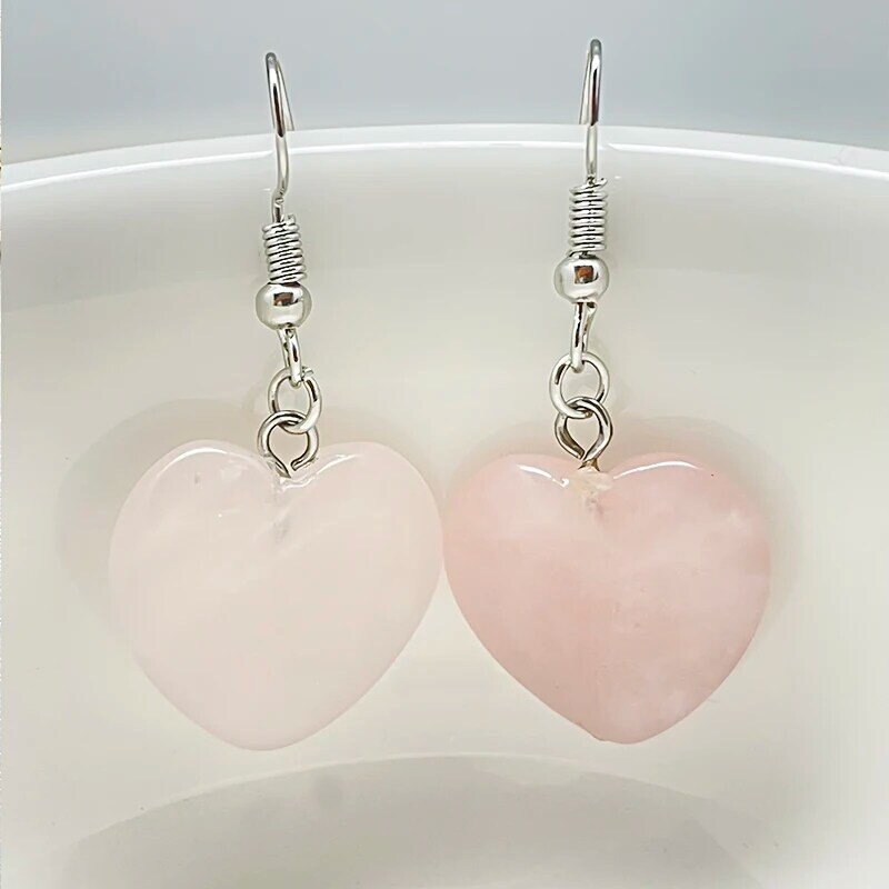 New Vintage Heart Natural Stone Earrings Statement Drop Earring For Women 2021 Fashion Hanging Dangle Earring Party Jewelry Gift