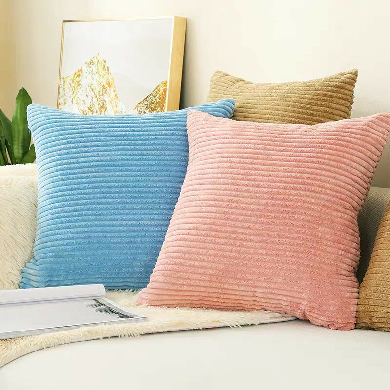 Supersoft Corduroy Cushion Cover Modern Simple Home Decor Solid Striped Throw Pillow Case for Bed Sofa Living Room Decoration