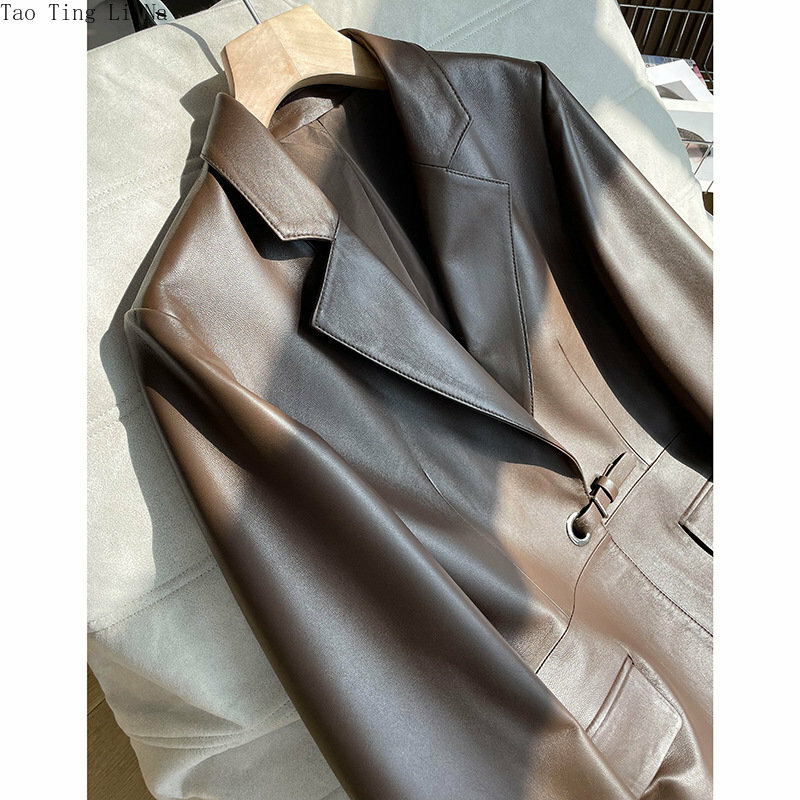 2023 Women New Spring Genuine Sheep Leather Jacket Real Sheepskin Leather Suit W14
