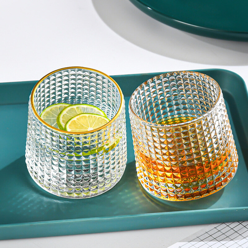 Criativo copo de suco vidro uísque rotativo transparente copo copo de vinho de cristal copo de vinho vodka conhaque snifter copo