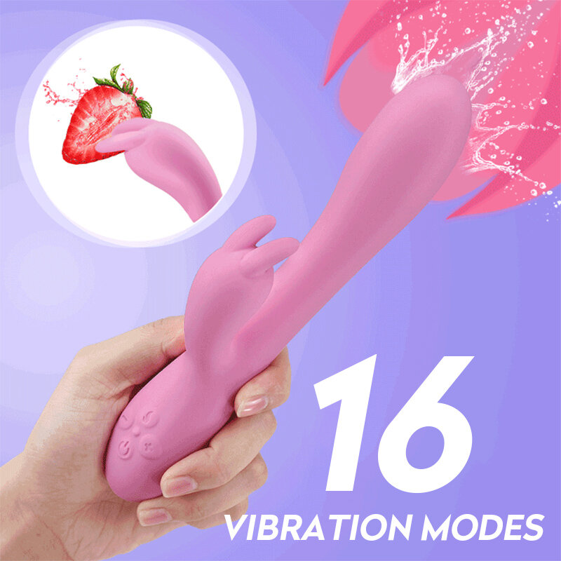 Vibrator Kepala Ganda Pemanas Kelinci untuk Wanita G Spot Anal Stimulator Vagina Pemanas Realistis Bergetar Dildo Mainan Seks Dewasa
