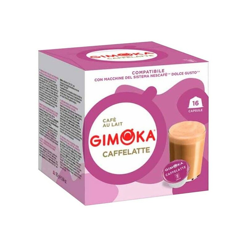 Caffè con latte gimaka. Box 16 capsule compatibili per caffettiera Nespresso Dolce Gusto®. Capsule di caffè macinato-capsulario