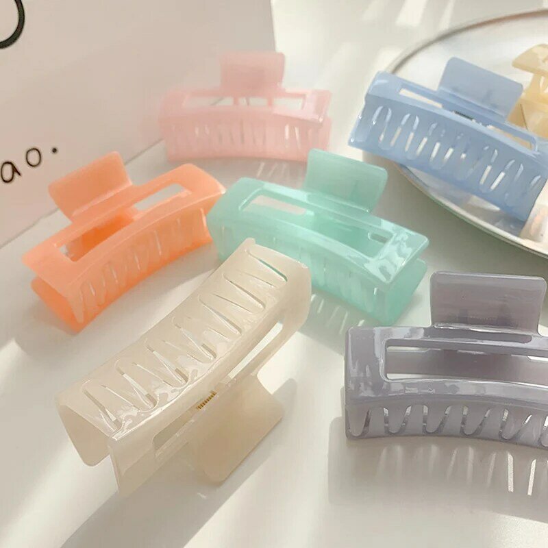 Solid Color Acrylic Hair Claws for Women Girls Bath Clip Ponytail Clips Barrette Crab Transparent Headwear Hair Accessories Gift