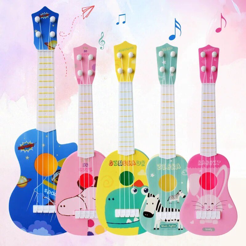 Ukulele różowy 21 Cal 4 struny Ukelele tanie hawaje Mini gitara Tone cukierki kolor