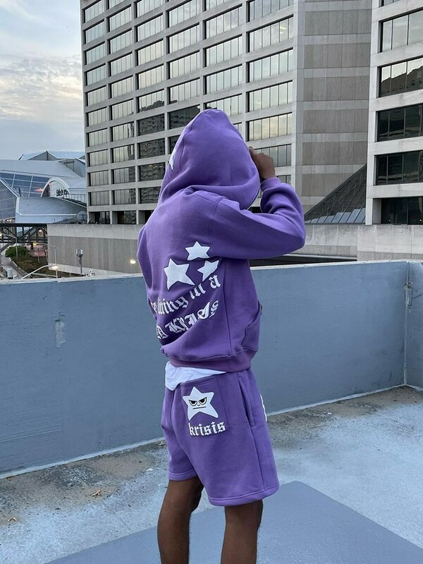 Y2K Hoodie Gambar Huruf Bintang Mantel Jaket Longgar Lengan Panjang Zip Up Mode Pria Harajuku Kaus Bertudung Gotik Pakaian Remaja