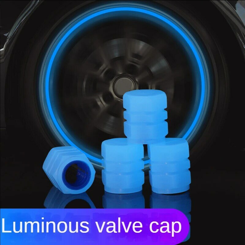 Night Glow Luminous Wheels Caps Tire Valve Stem Air Caps Cover Fluorescent Illuminated Auto Car Wheel Valve Stem Caps Cover
