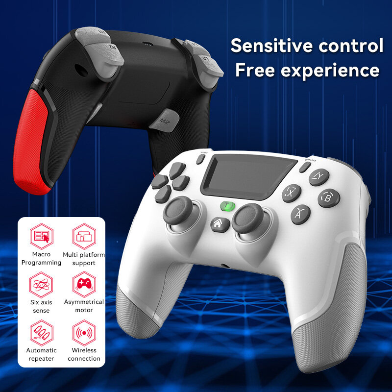 6-axis gamepad joystick para ps4 ns switch 360 graus bluetooth-compatível controlador de jogo sem fio anti deslizamento controlador joystick